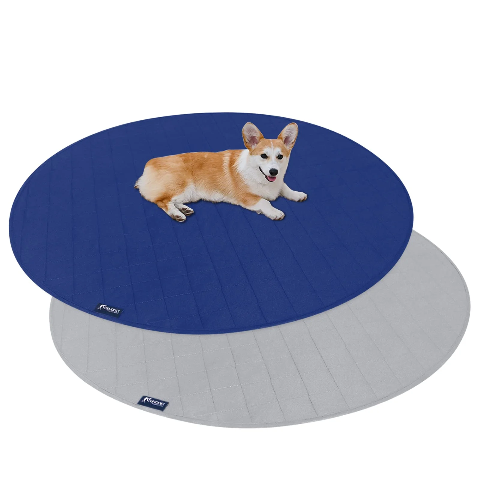 Consistent Moonsea Washable Round 48in Dog Pee Pad - Waterproof Reusable Training Pad Grey Navy Soft