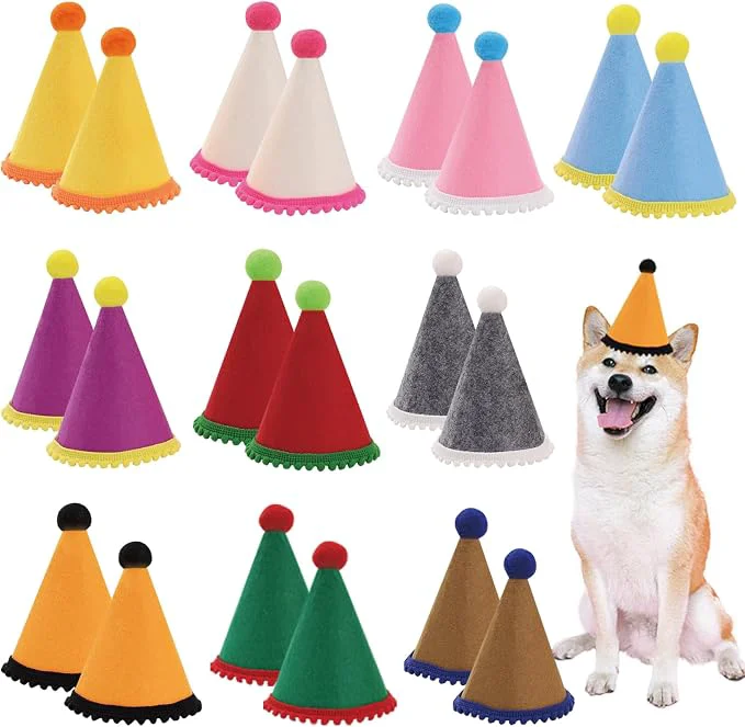 High-Performance 20 Pcs Dog Birthday Hat Set for Small Medium Dogs Cat Puppies Mini Party Hat Convenient