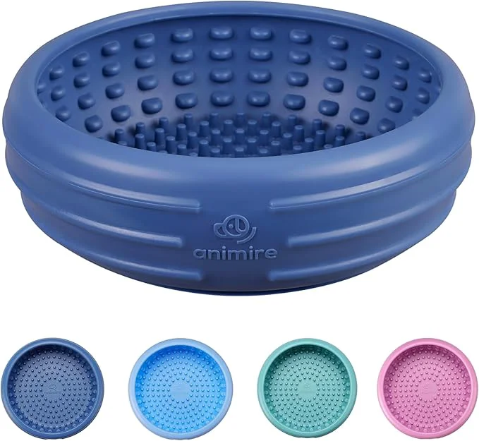 Unique Dog Lick Bowl Animire ze Lick Mat for Dogs Non-Slip Slow Feeder Licking Bowl Enrichment Treat for Distraction Anxiety Relief Food Grade Silicone Dishwasher Safe Dark Blue L About ThisOverview Pure