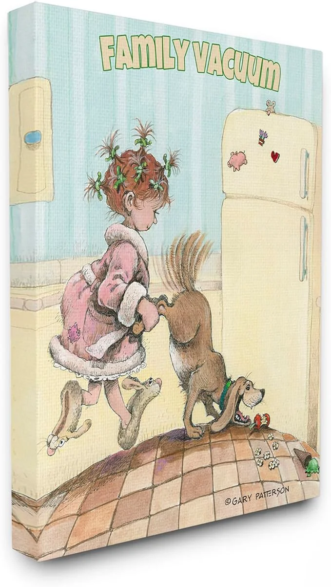 Consistent Stupell Industries 'Family Vacuum Funny Cartoon Pet Dog Design' Canvas Art 16 x 20 Inches Easy to Hang and Sturdy Made in USA by Gary PattersonAbout This Unique