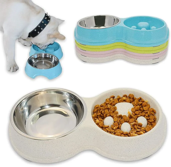 Verified Dog Slow Eating Drinking Bowl Stainless Steel Interactive Slow Feed Dog Bowl for French Bulldog Slow Down Eating Eco-Friendly pet Bowl for Frenchie White About ThisOverview Professional