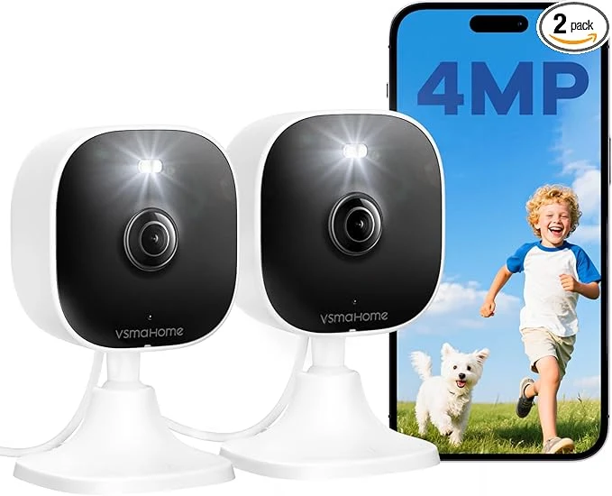 Expertly Made 4MP Indoor Cameras for Home Security Outdoor Home Security Camera System 2.4g 5g Camera for House Elder Dog Pet Baby Plug and Play Support Card Cloud Not Included Wired 2PCSAbout ThisOverview Smooth