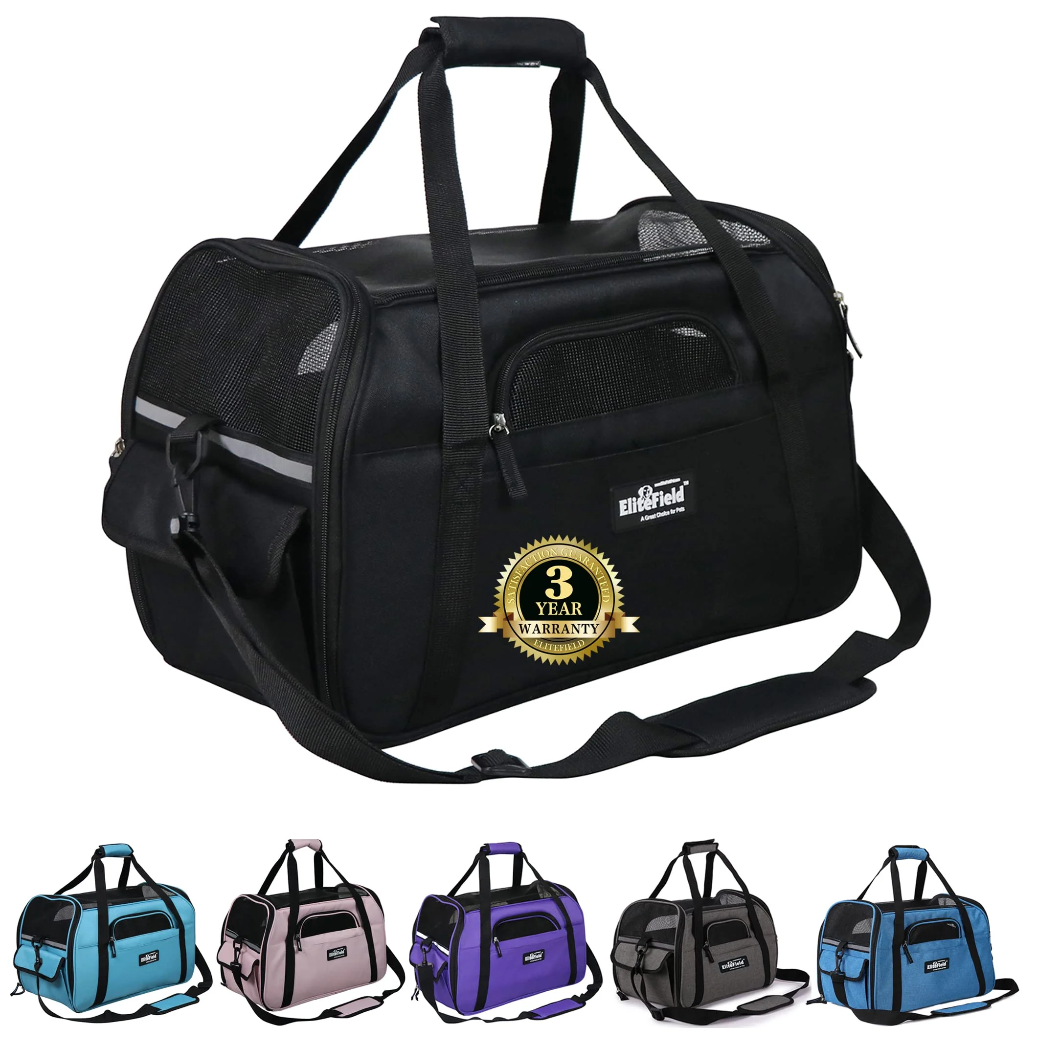 Trendy EliteField Soft Pet Carrier – Airline X-Large 21x12x13 3-Year Warranty Crafted