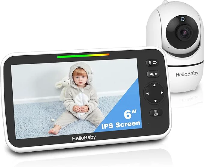 High-Performance HelloBaby 6'' World First IPS 30H Battery Split-Screen Video Baby Monitor with Camera and Audio No WiFi Pan-Tilt-Zoom VOX 2-Way Talk Night Vision 8 Lullabies 1000ft for New Parents ElderlyAbout ThisOverview Modern
