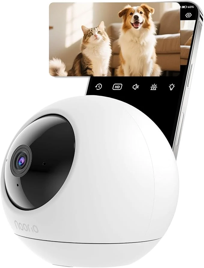 Safe Noorio 4K Security Indoor Camera 5GHz WiFi Security Camera Pet Dog Baby Camera with Phone app 360 Pan-Tilt Night Vision Human Pet Auto Tracking Works with Homekit T120About ThisOverview Proven