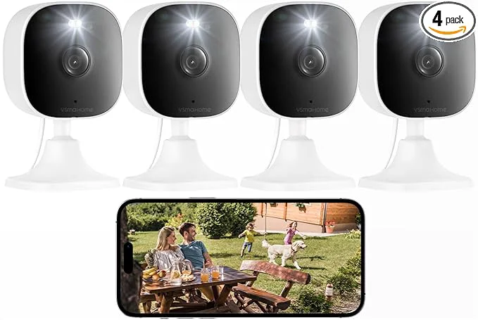 Pure 4MP Indoor Cameras for Home Security Outdoor Security Camera Indoor 2.4g 5g Cameras for House Pet baby Wired Plug and Play Color Night Vision Support 128G Card Storage Not Included 4PCSAbout ThisOverview Effective