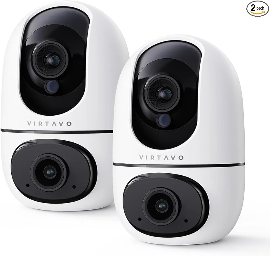 Breathable VIRTAVO XD1 Indoor Pet Baby Camera No Subscription Required Dual-Lens 360° PTZ Motion Tracking 2-Way Audio Night Vision Cloud SD Storage Phone App WiFi 2-Pack with 2-Year WarrantyAbout ThisOverview Genuine
