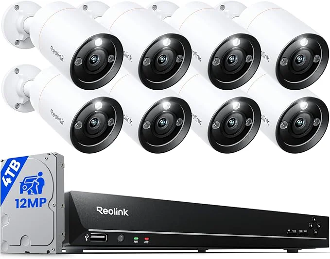 Sustainable REOLINK 12MP Security Camera System Commercial 8pcs H.265 12MP PoE Security Cameras Outdoor Person Vehicle Pet Detection Spotlight Color Night Vision 16CH NVR 4TB HDD RLK16-1200B8-AAbout ThisOverview Exclusive