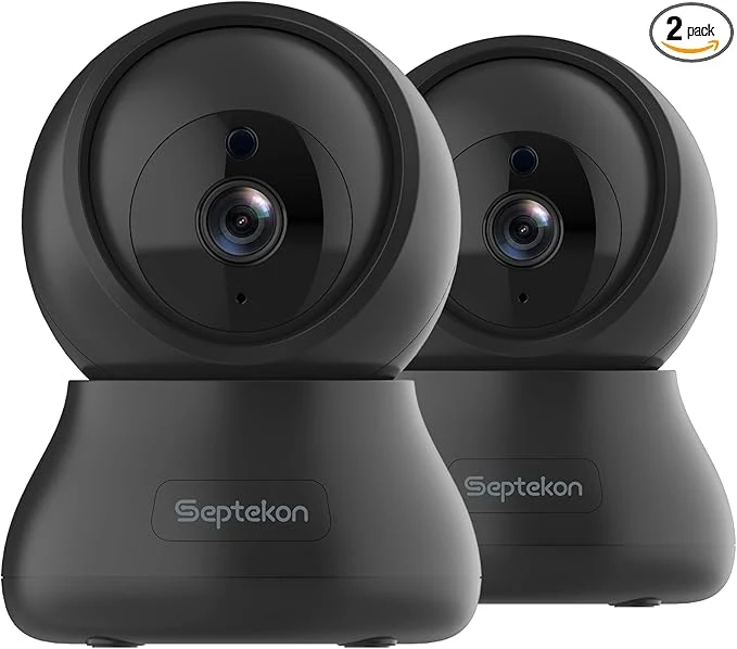 Next-Generation Septekon Indoor Security Camera 2K 360°Pan Tilt Baby Monitor Pet Camera 2 Pack 2.4GHz Wi-Fi Camera with Night Vision Motion Detection 2-Way Audio Siren Cloud SD Card Works with Alexa BlackAbout ThisOverview Versatile