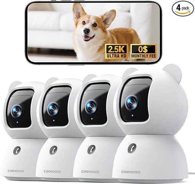 Powerful 2.5K Indoor Camera 4pack Non-Subscription AI Person Pet Cry Detection 4MP Pet Dog Cat Baby Camera w Phone App Pan Tilt WiFi Cameras for Home Security Night Vision Full Duplex AudioAbout ThisOverview Breathable