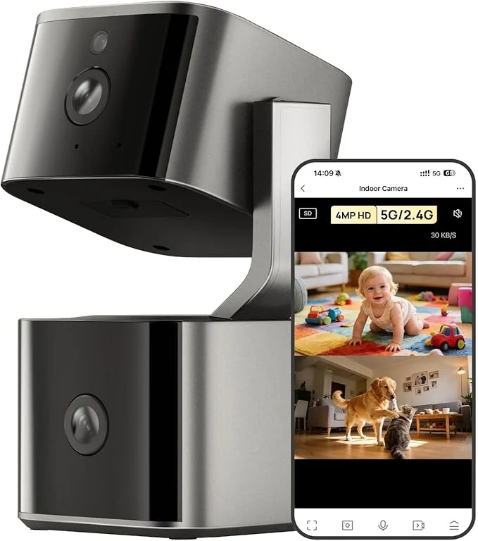 High-End Dual Lens Security Indoor Camera 5G 2.4G WiFi 2K 2K Pet Smart Camera with Pan Tilt for Home Baby Monitor AI Tracking Motion Detection Color Night Vision 2-Way Talk No Dead Zone 355° ViewAbout ThisOverview Pure