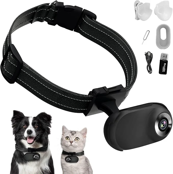 Original Design ehomful HD 1080P Cat Camera Collar with Video Record Wireless Mini Sport cam Small Action Cameras Body Camera for Pet Supplies Stuff Outdoor Inoor Birthday Gift No WiFiAbout ThisOverview Healthy