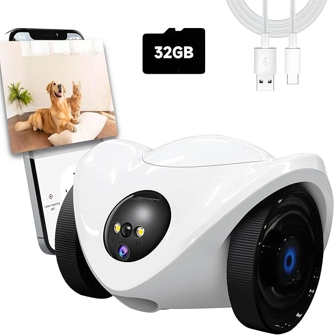 Dependable Pet Camera Treat Dispenser Movable Pet Robot Cam with Phone App 1080P Indoor Security Camera for Dog Cat Home Monitoring 32G SD Card 2-Way Talk Night Vision Motion Detection 2.4GHz WIFI Only About ThisOverview Selected