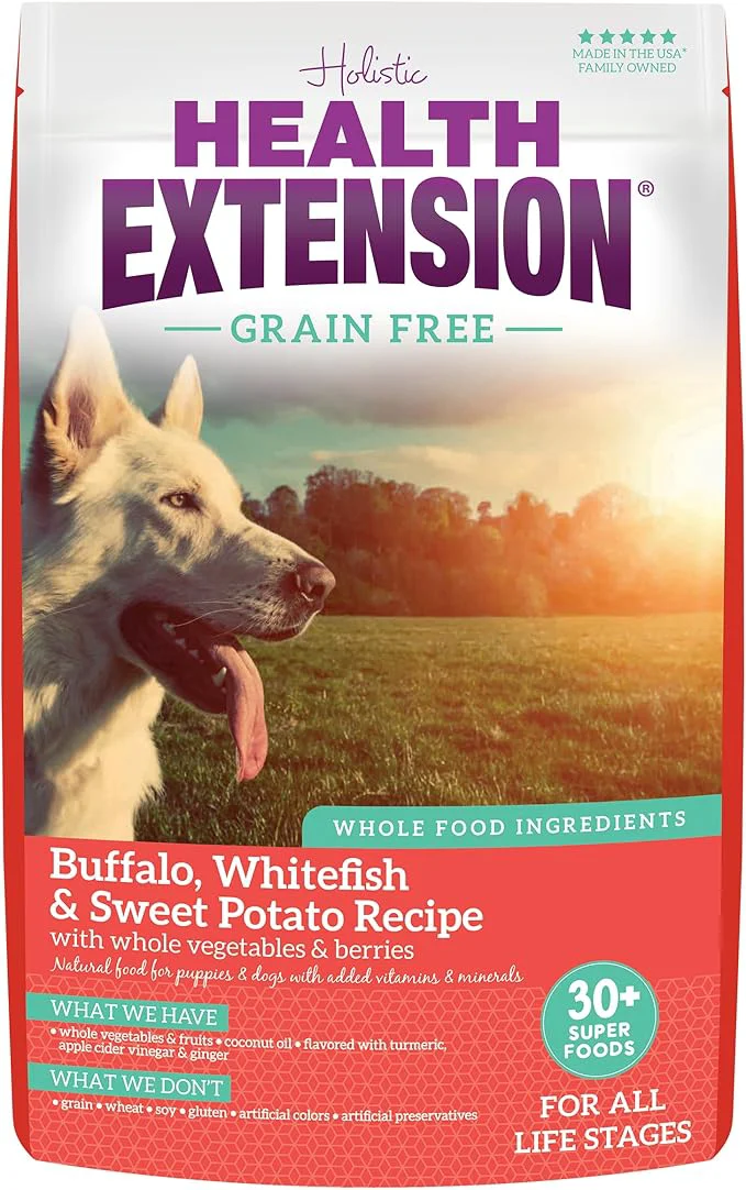 Optimized Health Extension Grain Buffalo Whitefish Dry Dog Food - 30 Superfoods and Probiotics for All Life Stages 10 lb About This User-Friendly
