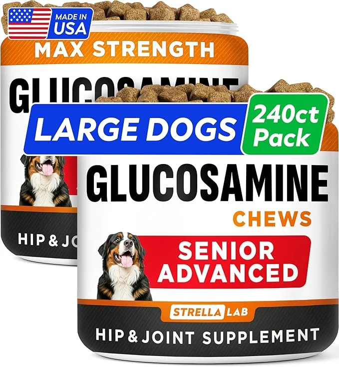 Exceptional Senior Advanced Glucosamine Joint Supplement for Dogs - Hip Joint Pain Relief - Small Large Breeds -Omega-3 Fish Oil - Chondroitin MSM- Mobility Soft Chews for Older Dogs - Bacon Flavor - 240CtAbout This Comfortable