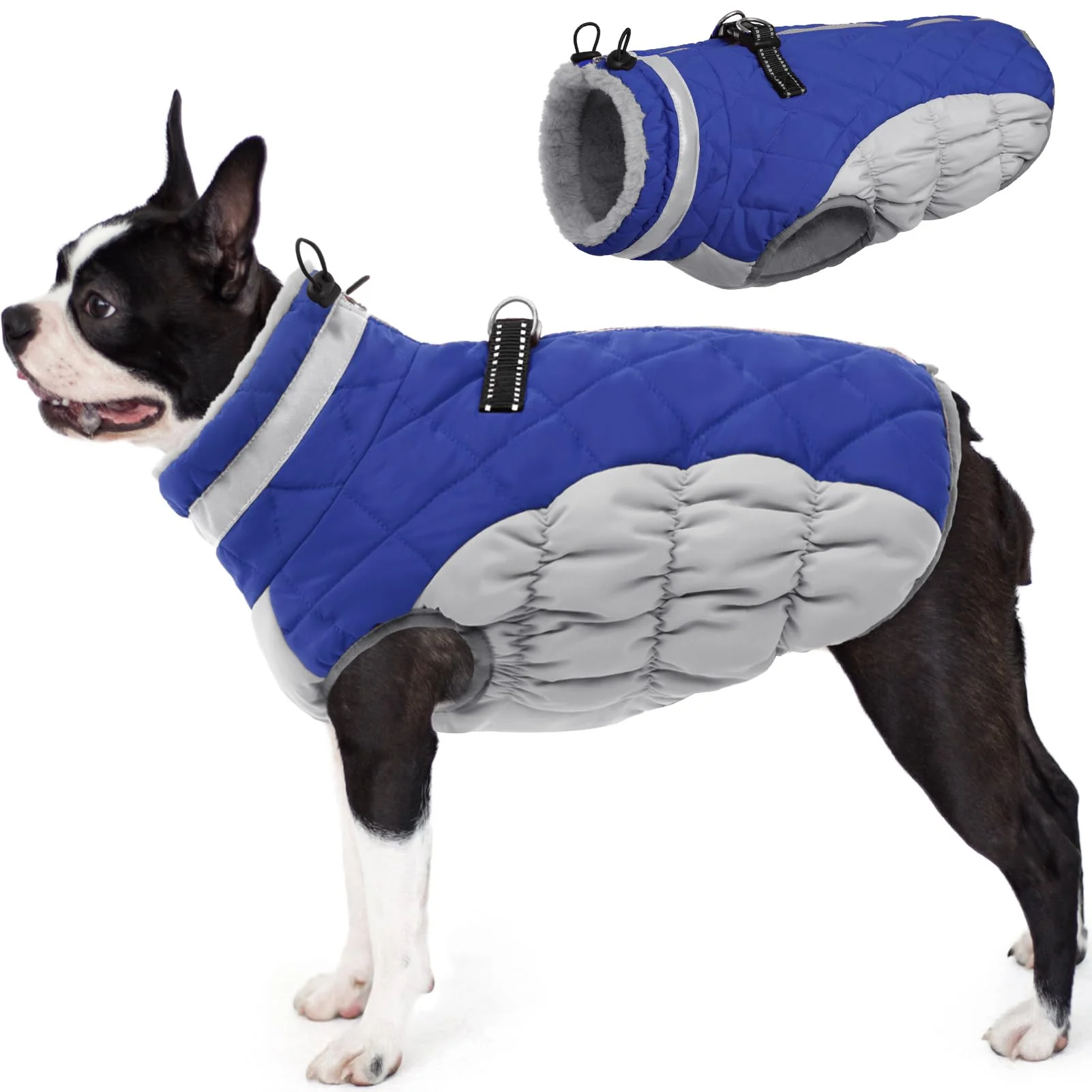 Clean AOFITEE Dog Coat – Warm Winter Jacket for Medium Dogs with Reflective Turtleneck Built-in Harness Blue Size M Contemporary