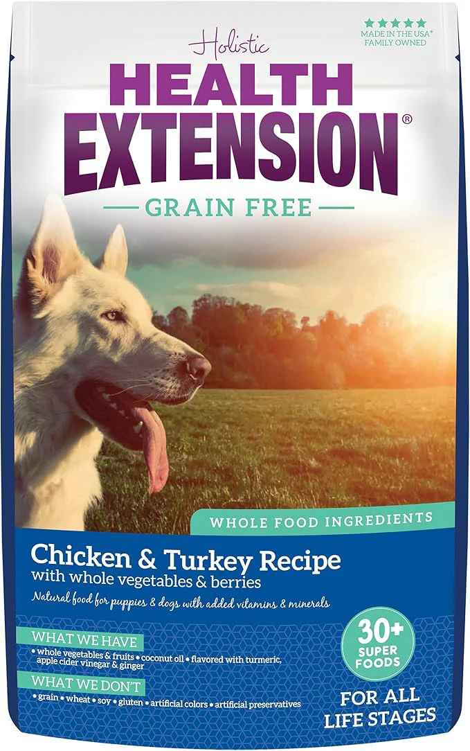 Trusted Health Extension Grain Chicken Turkey Dry Dog Food - 30 Superfoods and Probiotics for All Life Stages 4 lb About This Excellent