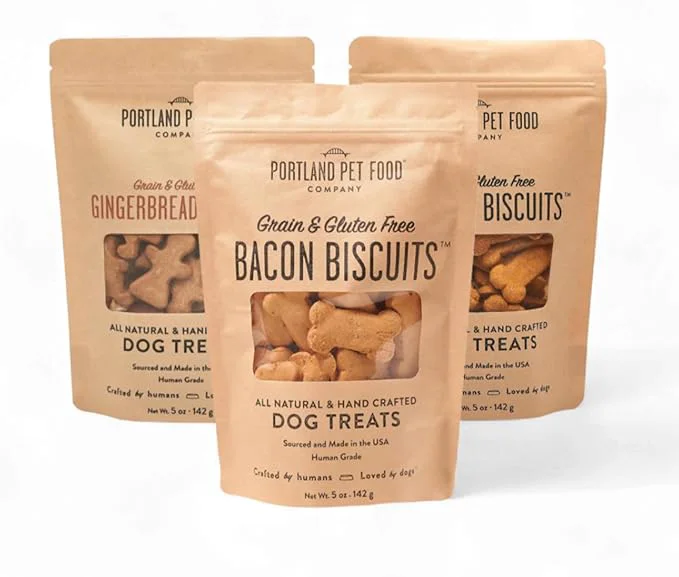 Selected Portland Pet Food Company Natural Dog Treats Variety Pumpkin Gingerbread Bacon Dog Biscuits - Grain- Human-Grade Healthy Training Snacks - Puppy Small Large Breed - Made in the USA - 3 PackAbout This Durable