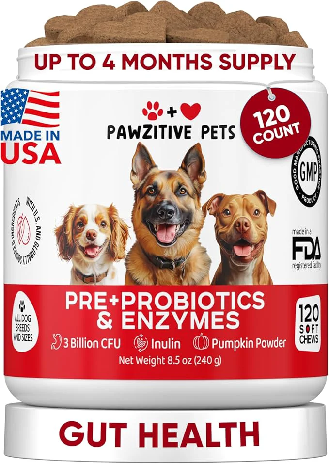 Enhanced Probiotics for Dogs Digestive Health - Probiotic Chews for Gut Health Itchy Skin Yeast Diarrhea - USA Product - Immune Support Supplement - Dog Digestive Support Allergy Relief Chews with EnzymesAbout ThisOverview Official