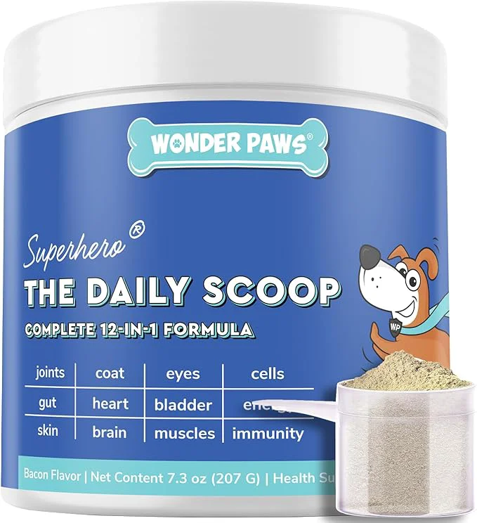 Recyclable Premium 12-in-1 Multivitamin Powder for Dogs Food Topper – Daily Scoop Multivitamin Dog Supplement for Joints Digestion Skin Heart Immunity – Probiotics Collagen Glucosamine Mushrooms–7.3ozAbout ThisOverview Effective