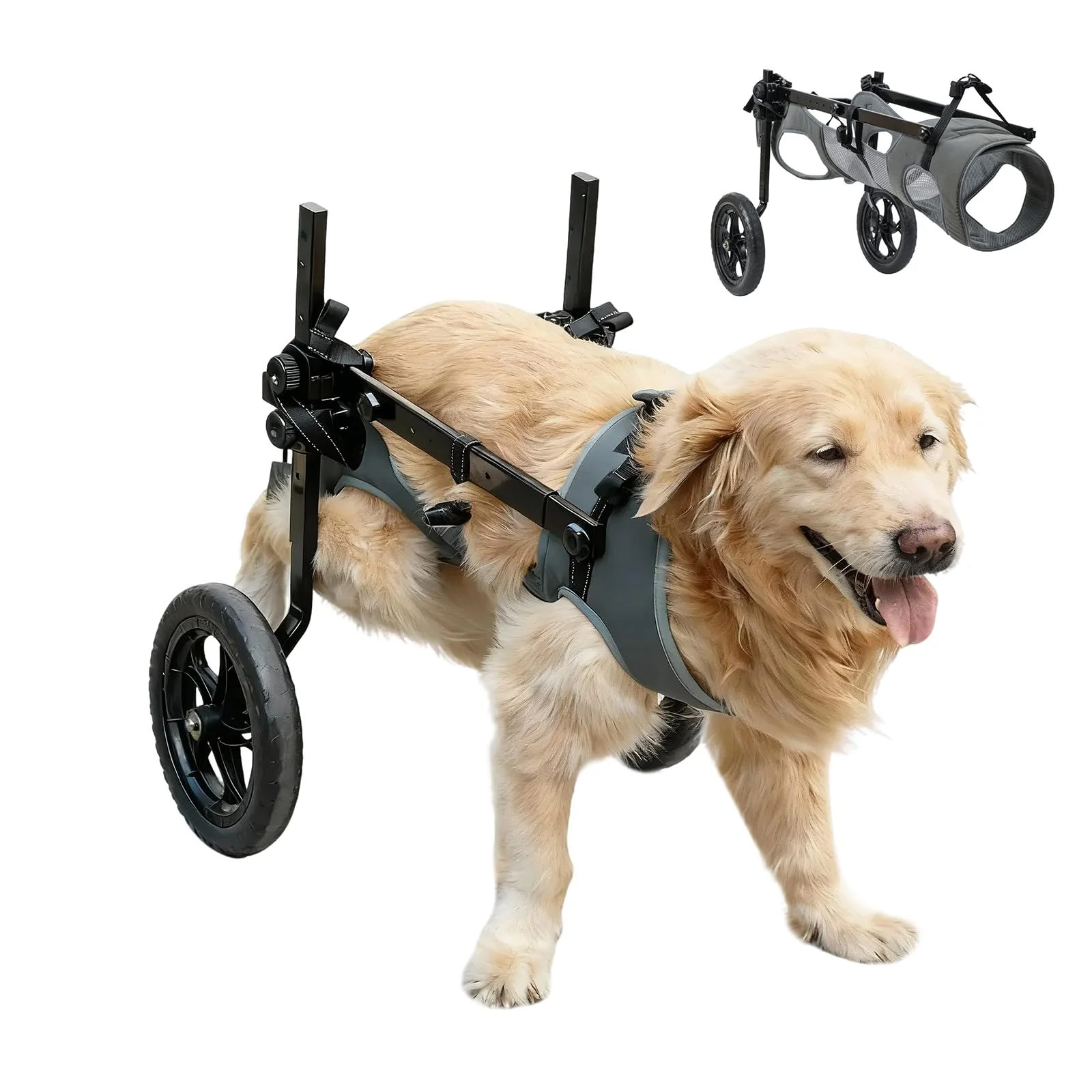 Relaxed BECROWM XX-Large Dog Wheelchair for Back Legs – Lightweight Adjustable Pet Cart Grey Safe