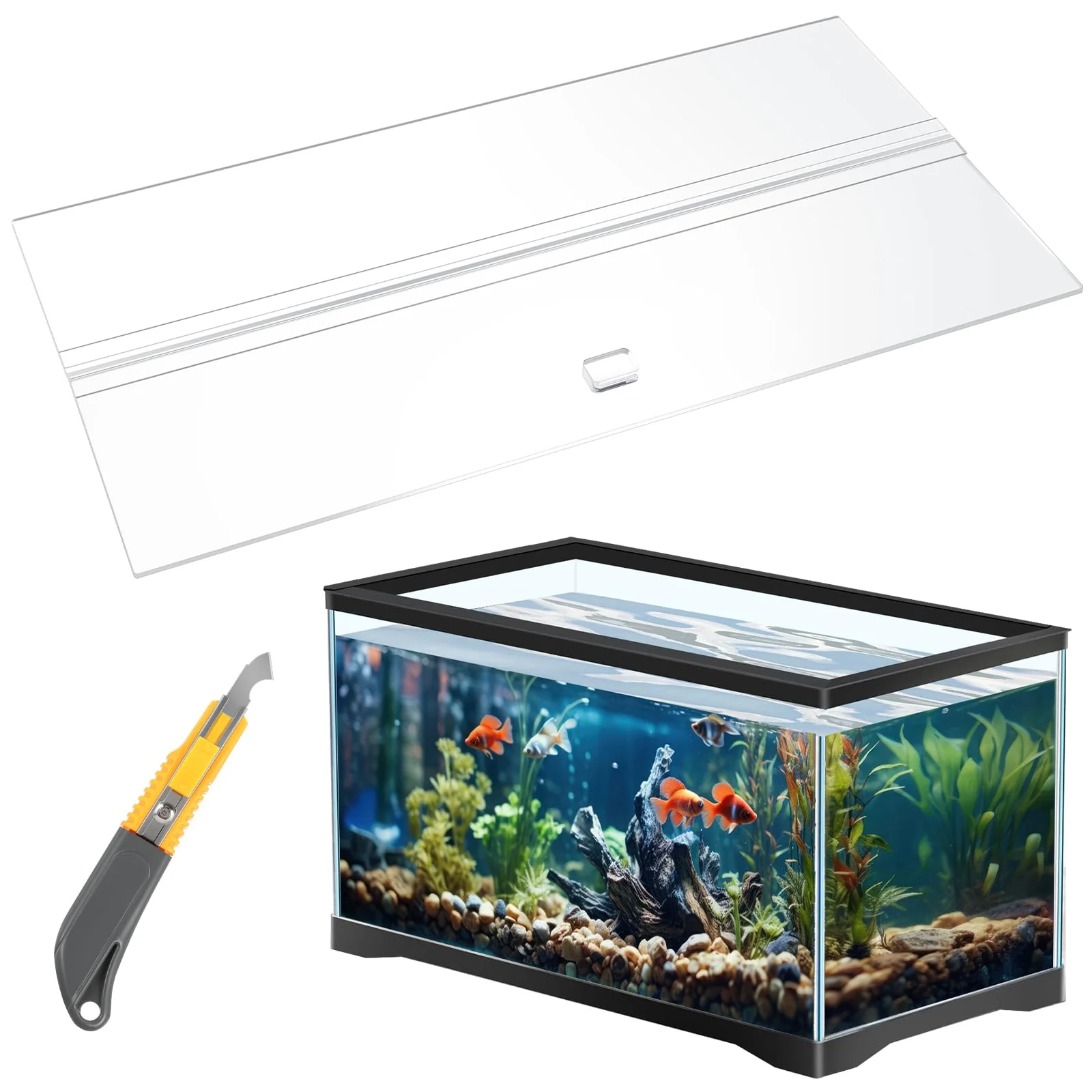 Premium Juexica Aquarium Acrylic Canopy 29 x 11.38 in Clear Lid with Hook Knife for 20 29 37 Gallon Tanks Fashionable