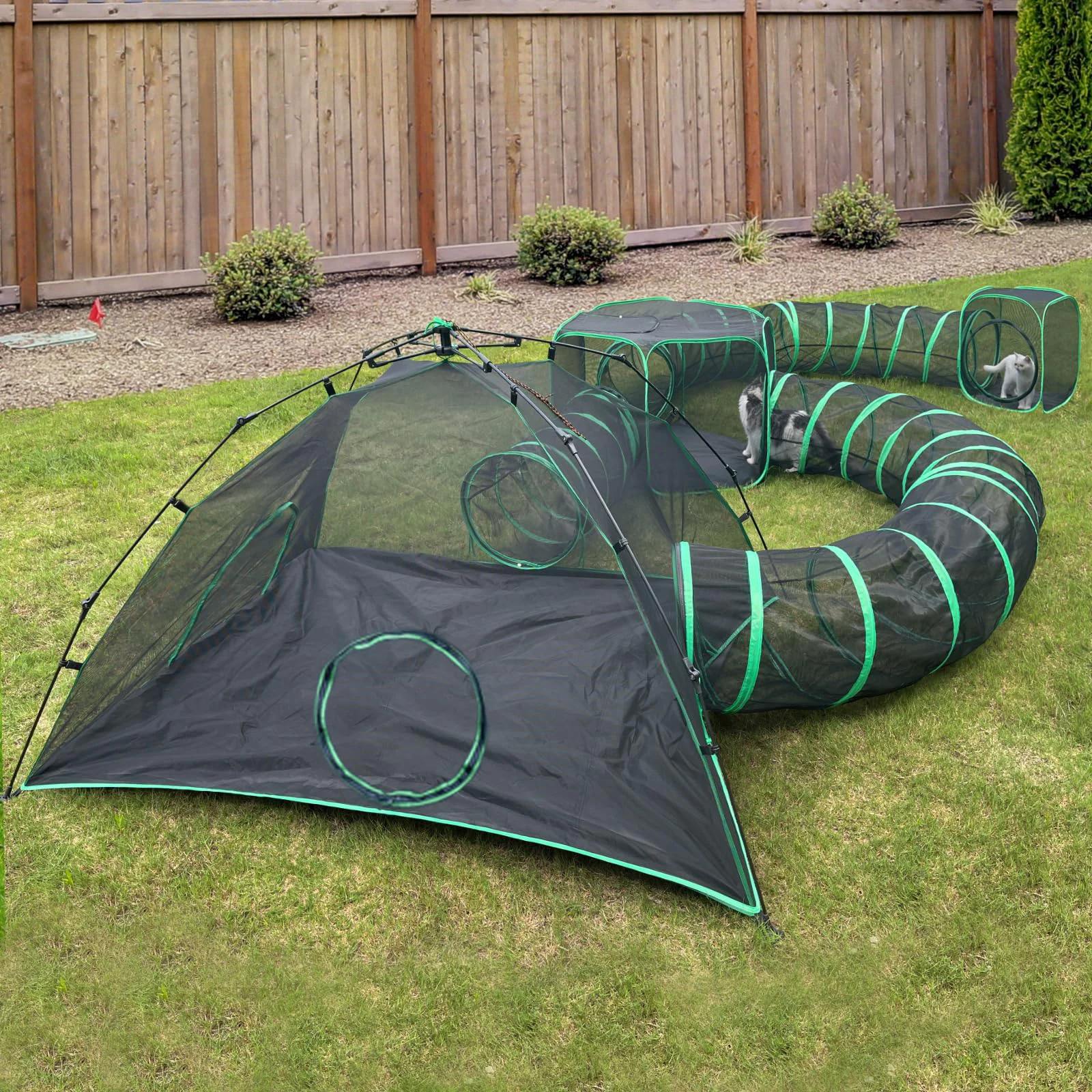 Verified Pawtenda 6-in-1 Outdoor Cat Tents Portable Outdoor Cat Enclosures with Tunnels Smart