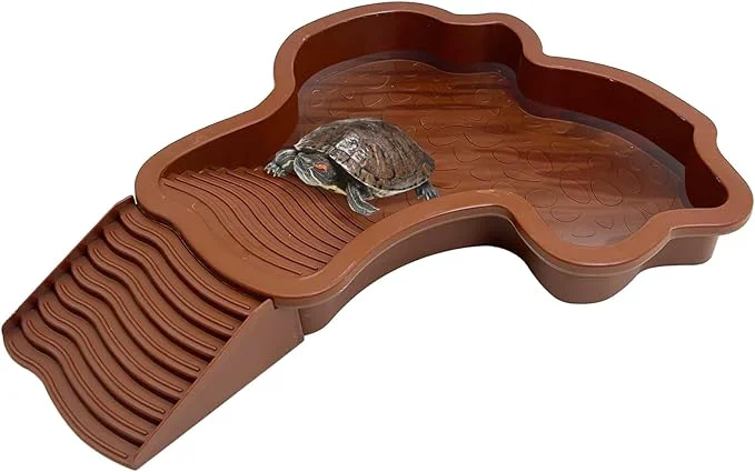 Verified PINVNBY Large Reptile Bathing Pool Tortoise Water Dish with Removable Ramp and Leaf Reptile Food Dish Water Bowl Tortoise Habitat Accessories for Turtle Lizard Gecko Snake Red About ThisOverview First-Class