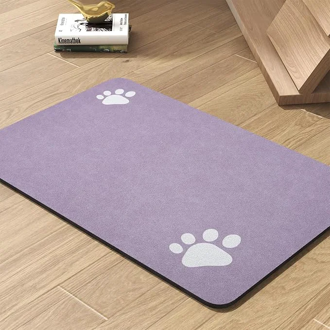 Carefully Designed Pet Feeding Mat-Absorbent Dog Mat for Food and Water Bowl-No Stains Quick Dry Water Dispenser Mat-Dog Accessories Pet Supplies-Bowl for Messy Drinkers（Purple 16 x24 About ThisOverview Next-Generation