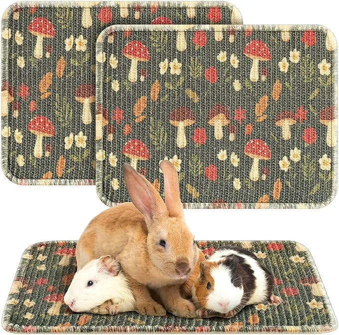 Stylish 2 Pcs 16 x 12''Rabbit Scratch Mat Natural Bunny Scratching Pad Claws and Teeth Care Rabbit Mats for Cages Chew Toys Bunny Pet Cage Bedding for Biting Sleeping NestingAbout ThisOverview Pure