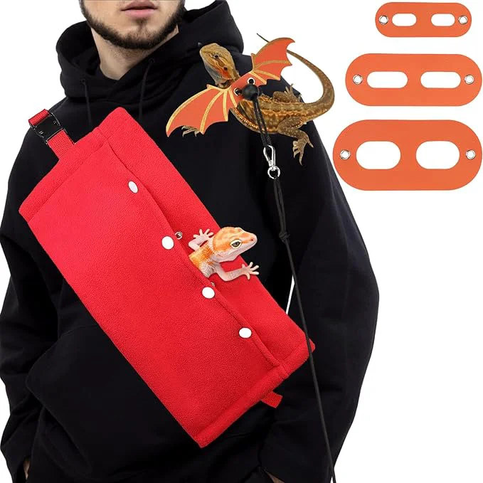 Artisan Bearded Dragon Carriers and Leather Leash with Wings Bearded Dragon Leash Lizard Adjustable Harness Small Pet Backpack Batwing Accessories for Outdoor Travel-RedAbout ThisOverview Effective