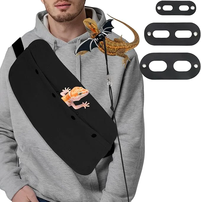 Verified Bearded Dragon Leash and Harness Set Bearded Dragon Accessories Include Chest Pack Lizard Leash Bearded Dragon Decor Suit for Outdoor Travel-BlackAbout ThisOverview Smooth
