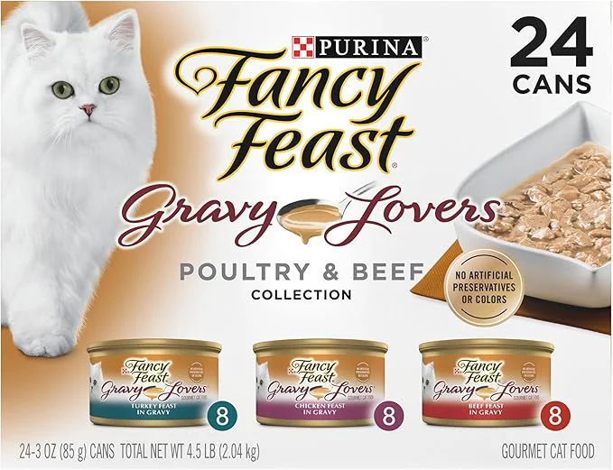 Refined Purina Fancy Feast Gravy Lovers Poultry and Beef Grilled Gourmet Wet Cat Food Variety Pack - Pack of 24 3 oz. CansAbout This Comfortable