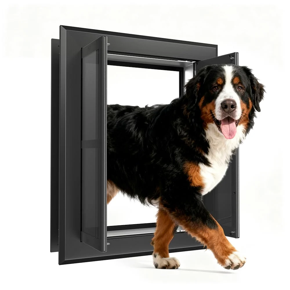 Advanced PATAPLUS Aluminum French Large Dog Door – Heavy-Duty X-Large Pet Door Up to 200 lbs Premium Material