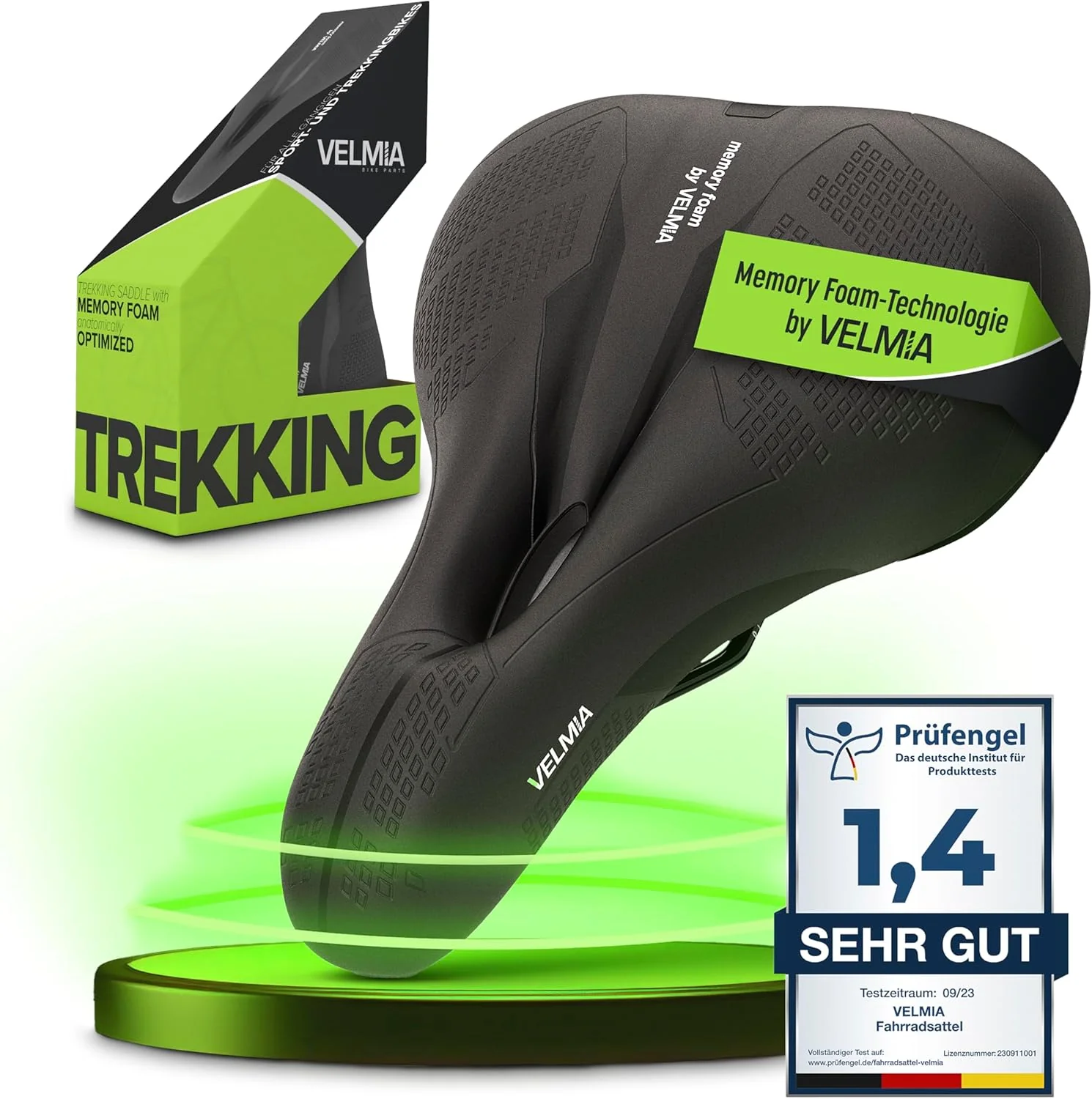 Practical Velmia Bicycle Saddle - Comfortable Saddle for Men and Women - 3 Zone Concept - Waterproof Bicycle Seat with Ergonomic Design Effective