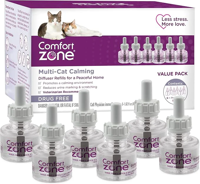 Solid COMFORT ZONE Multi Cat Calming Diffuser Refill 6 Pack – Cat Calming Pheromone Minimalist
