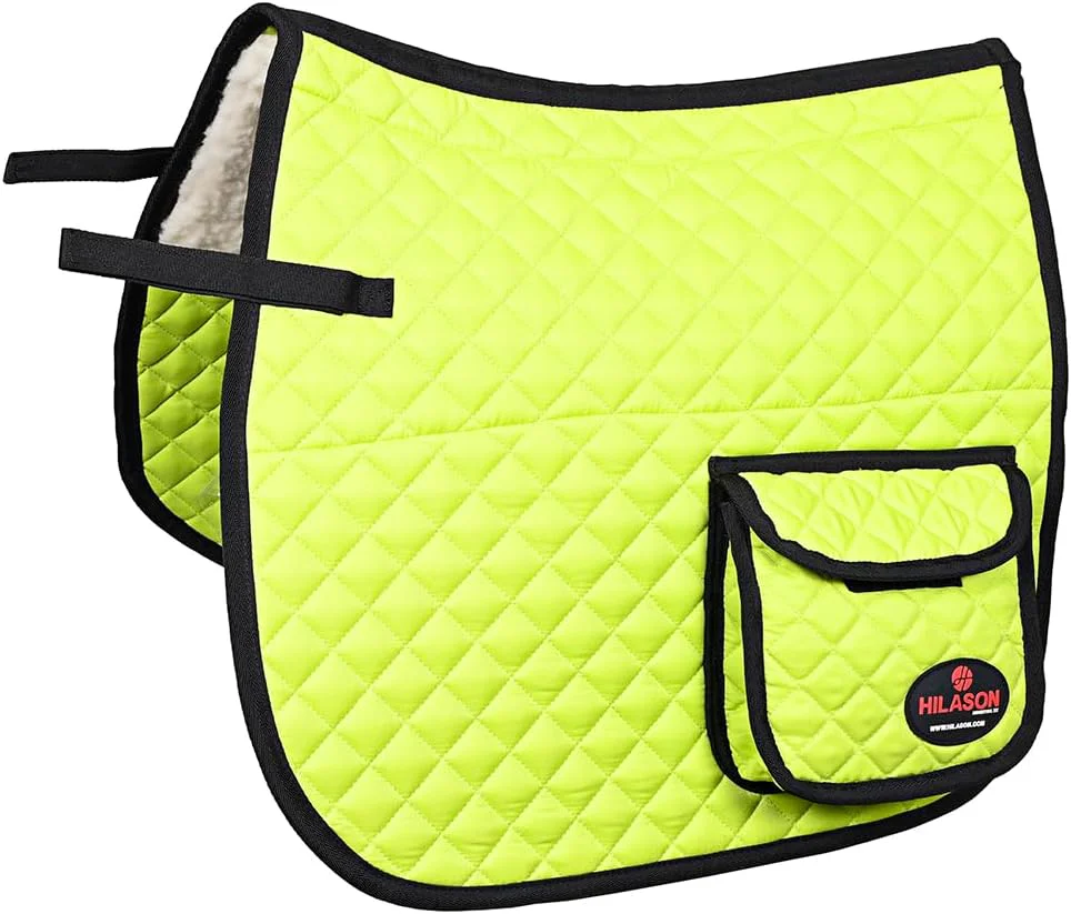 Environmentally Friendly HILASON Western Horse Luxury Quilted Saddle Pads with Pockets Pad Green