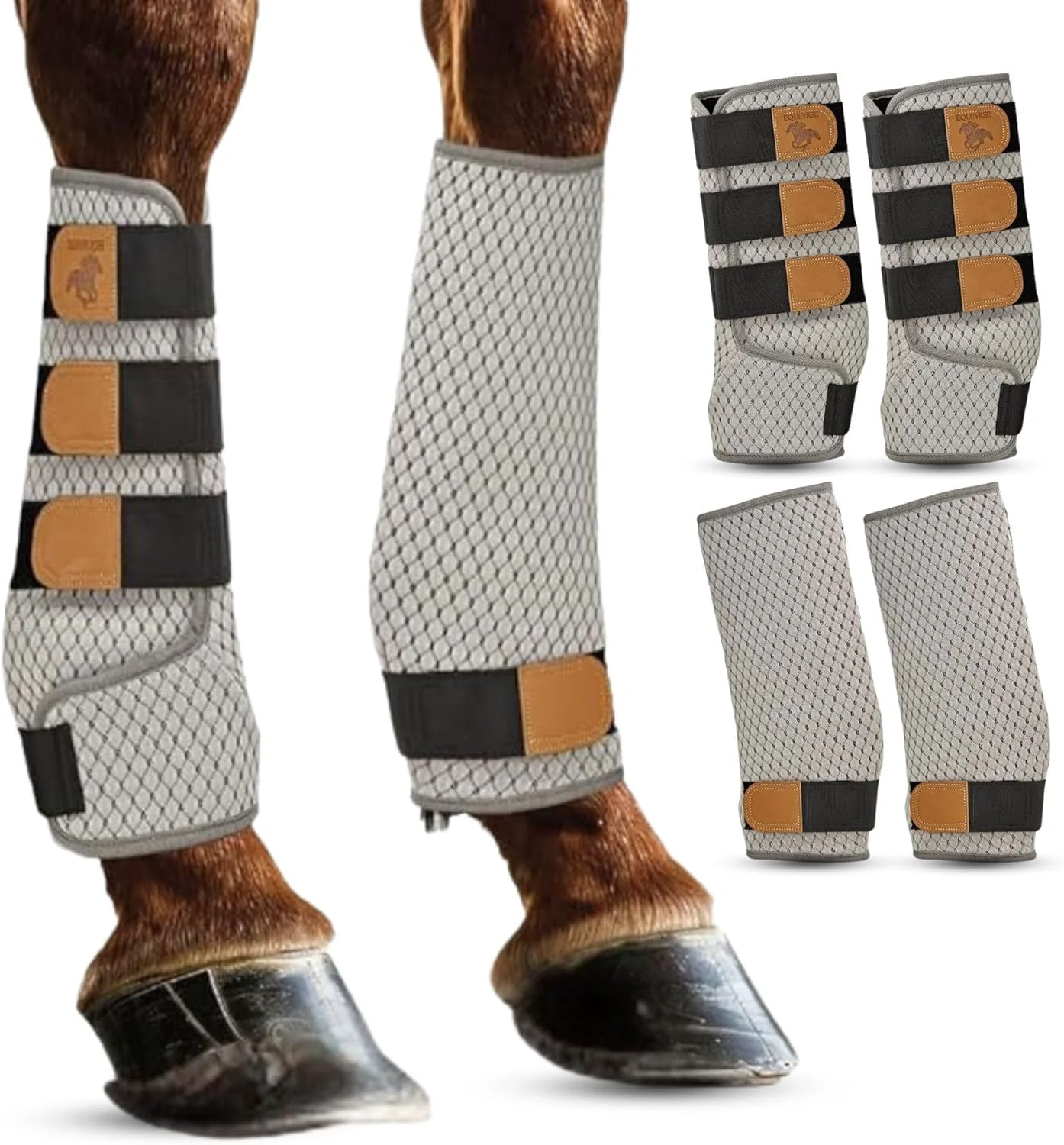 Modern EQUEVRSE Premium Soft Fly Boots for Horses – Set of 4 Medium-Large Breeds Breathable