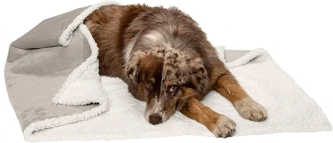 Effective Furhaven Waterproof Self-Warming Throw Blanket for Dogs Indoor Cats Washable Reflects Body Heat - Soft-Edged Terry Sherpa Dog Blanket - Dove LargeAbout ThisOverview Smart