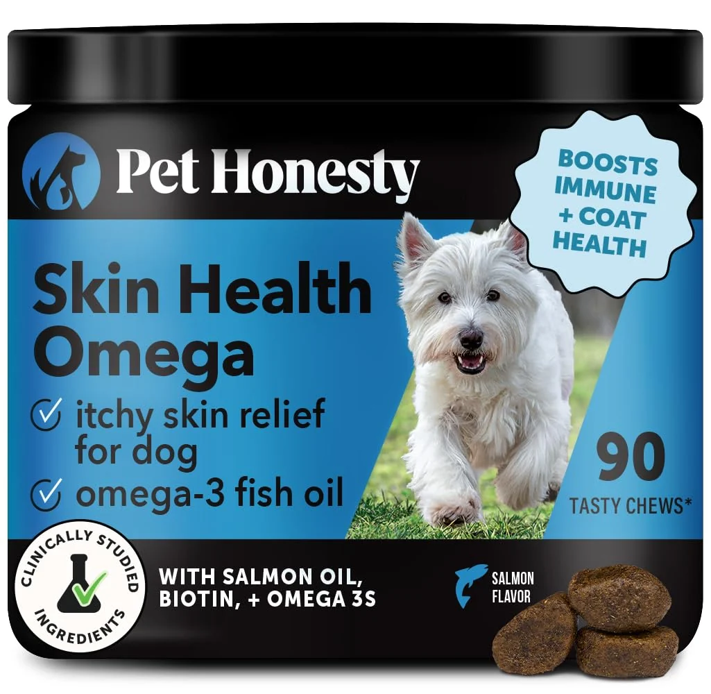 Original Design Pet Honesty Omega Skin Health Chews for Dogs – Salmon Oil Omega-3 90 Count Traditional