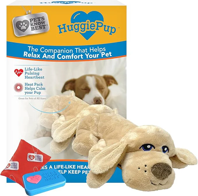 Fine HuggiePup by Pets Comfort Companion with Heartbeat Sleep Aide for Dogs Puppies Heating for Calming Relief Day or Night Crate Behavioral Training Essential Breeds GoldenAbout This Premium Material