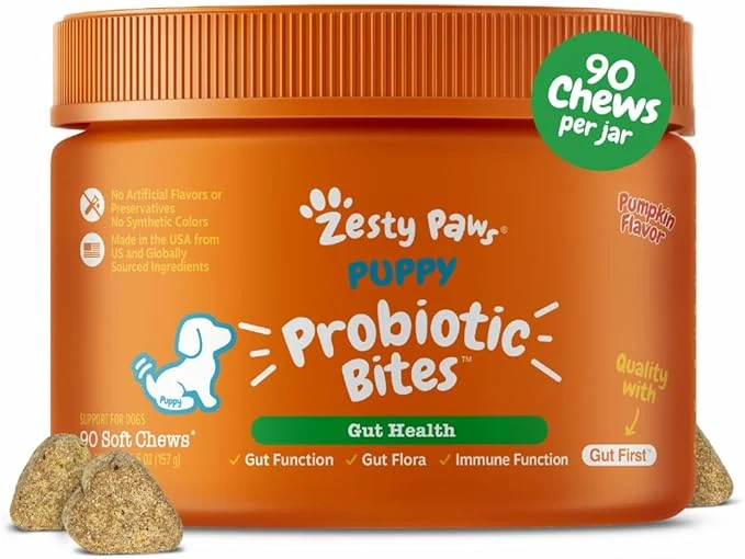 Prestigious Zesty Paws Puppy Probiotics for Dogs - for Digestive Health Gut Flora Immune System Support - Dog Probiotics for Puppies with Bacillus subtilis Pumpkin - 90 CountAbout ThisOverview Traditional