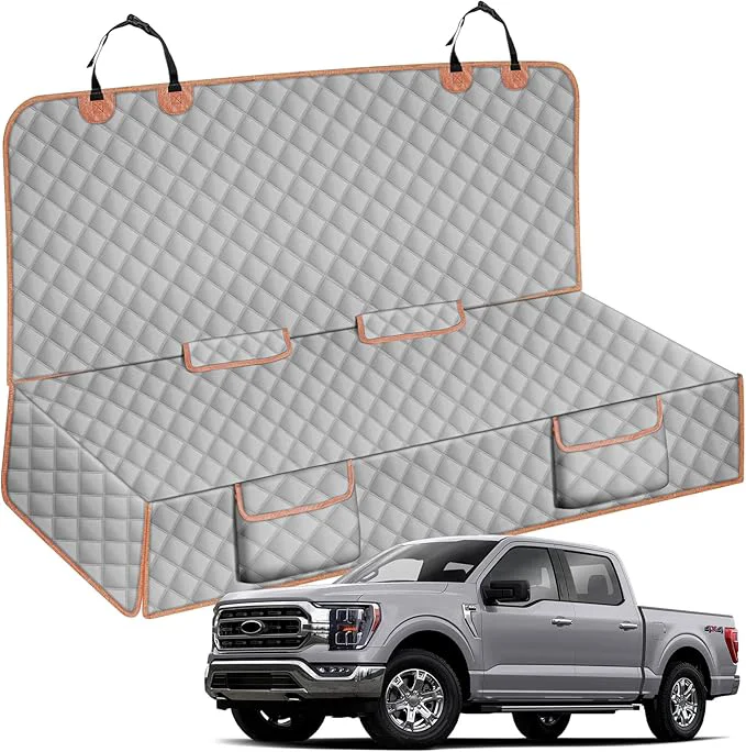 Crafted sportuli Dog Truck Rear Bench Seat Cover Replace for Ford F-Series Chevy Silverado Dodge Ram 600D Oxford Cloth Heavy Duty Waterproof Non Slip Pet Truck Back Seat Cover Fit for All Full-Size TrucksAbout ThisOverview Casual