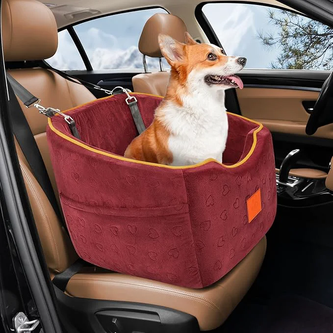Trusted Dog Car Seat for Small Dogs Memory Foam Booster Dog Seat for Dogs up to 35 lbs d Pet Car Seat Travel Safety Pet Seat with Washable Removable Cover Storage Pockets Red About ThisOverview Clean