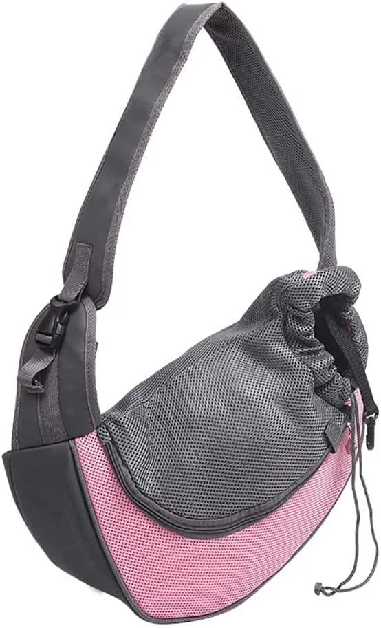 Comfortable Pet Dog Sling Carrier Breathable Mesh Portable Travel Safe Pet Sling Shoulder Bag Carrier with Adjustable Non-Slip Shoulder Strap for Small Dogs Cats Puppy Small Pink About ThisOverview Selected