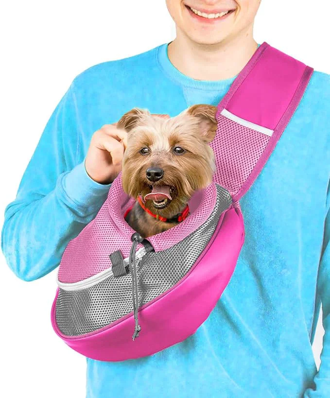 Verified Pet Sling Carrier - Carefully Sized for Teacup Toy Breed Puppies Cats Under 6lb - Soft Pouch for Small Dogs Yorkies Chihuahuas - I for Hands- Travel Walks Pink About ThisOverview Sustainable