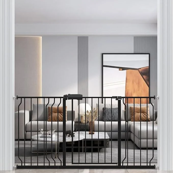 Proven WAOWAO Baby Gate 62.19-66.92 Extra Wide Pressure Mounted Walk Through Swing Auto Close Safety Black Metal Toddler Kids Child Dog Pet Puppy for Stairs Doorways KitchenAbout ThisOverview Excellent