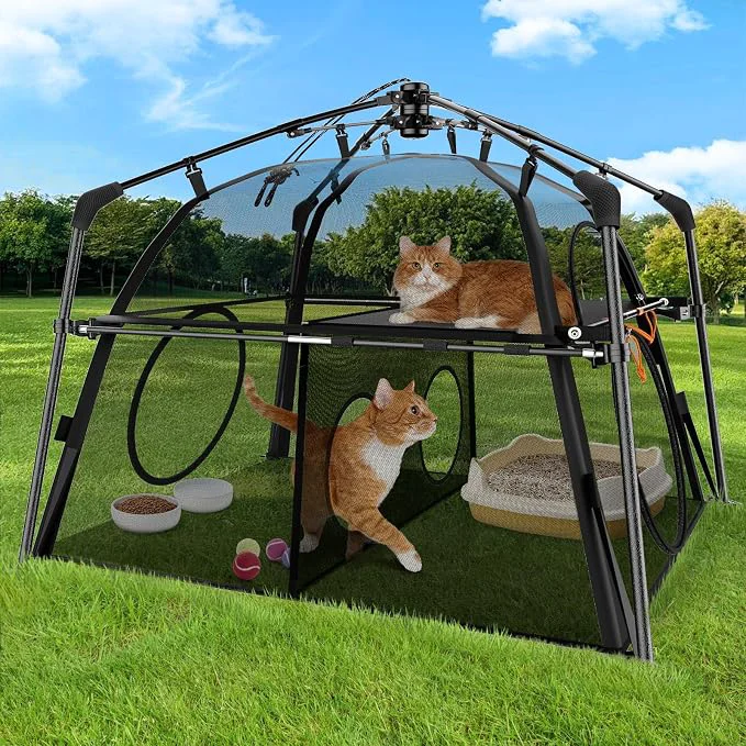 Innovative Extra Large Catio Outdoor Cat Enclosure Rywell 2-Tier Cat Tent Minimalist
