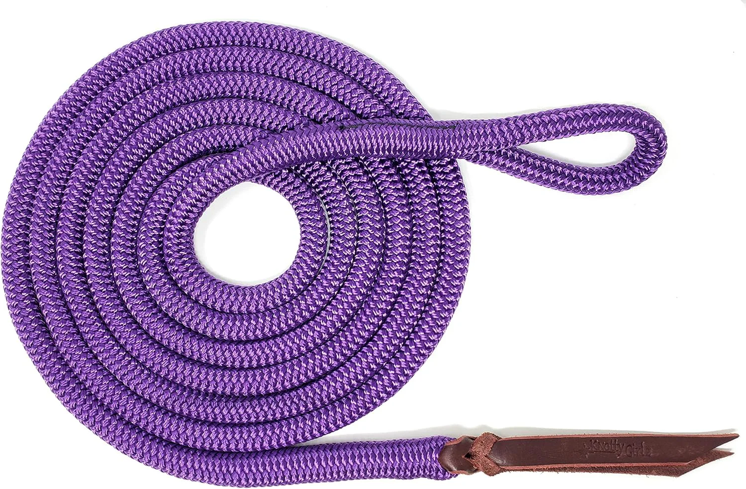 Fine Crafted Double Braid Lead Rope with Eye Splice Loop 12-14FT Lengths Purple 14 ft. Classic