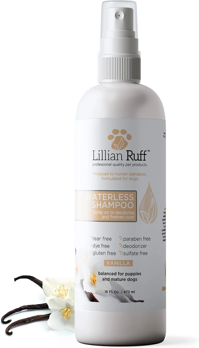 Green Lillian Ruff Waterless No-Rinse Dog Dry Shampoo Spray with Hydrating Essential Oils - pH-Balanced Dry Shampoo for Dogs - Clean Condition Detangle Deodorize Dry Sensitive Skin Vanilla About ThisOverview High-Performance